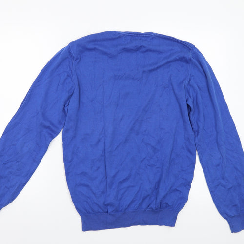 Isac Mens Blue  Knit Pullover Jumper Size M