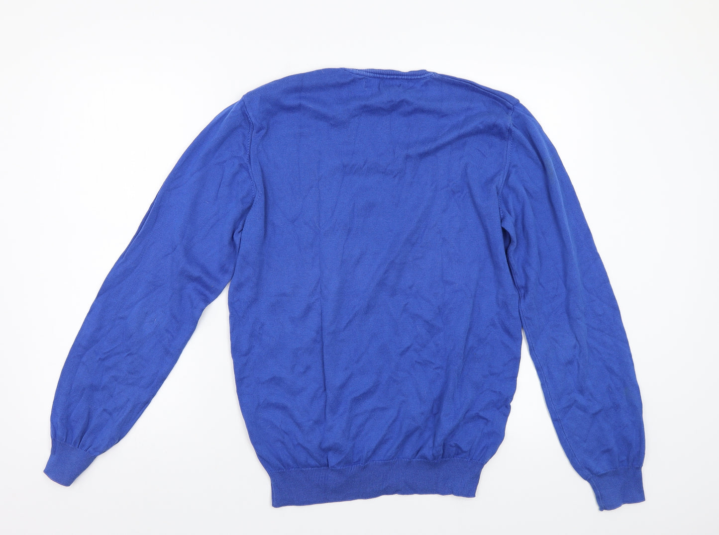 Isac Mens Blue  Knit Pullover Jumper Size M