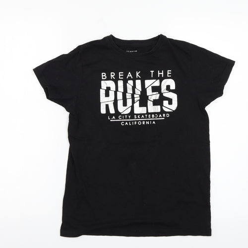 Primark Boys Black   Basic T-Shirt Size 11-12 Years  - Break the rules