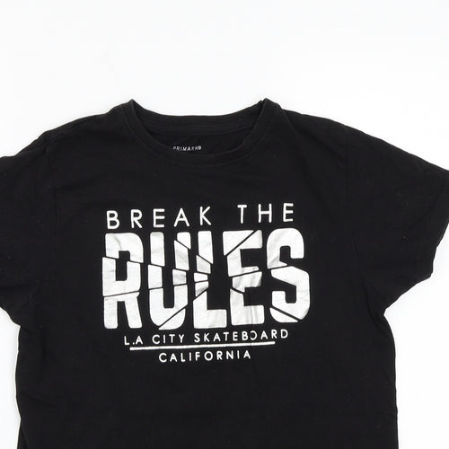 Primark Boys Black   Basic T-Shirt Size 11-12 Years  - Break the rules