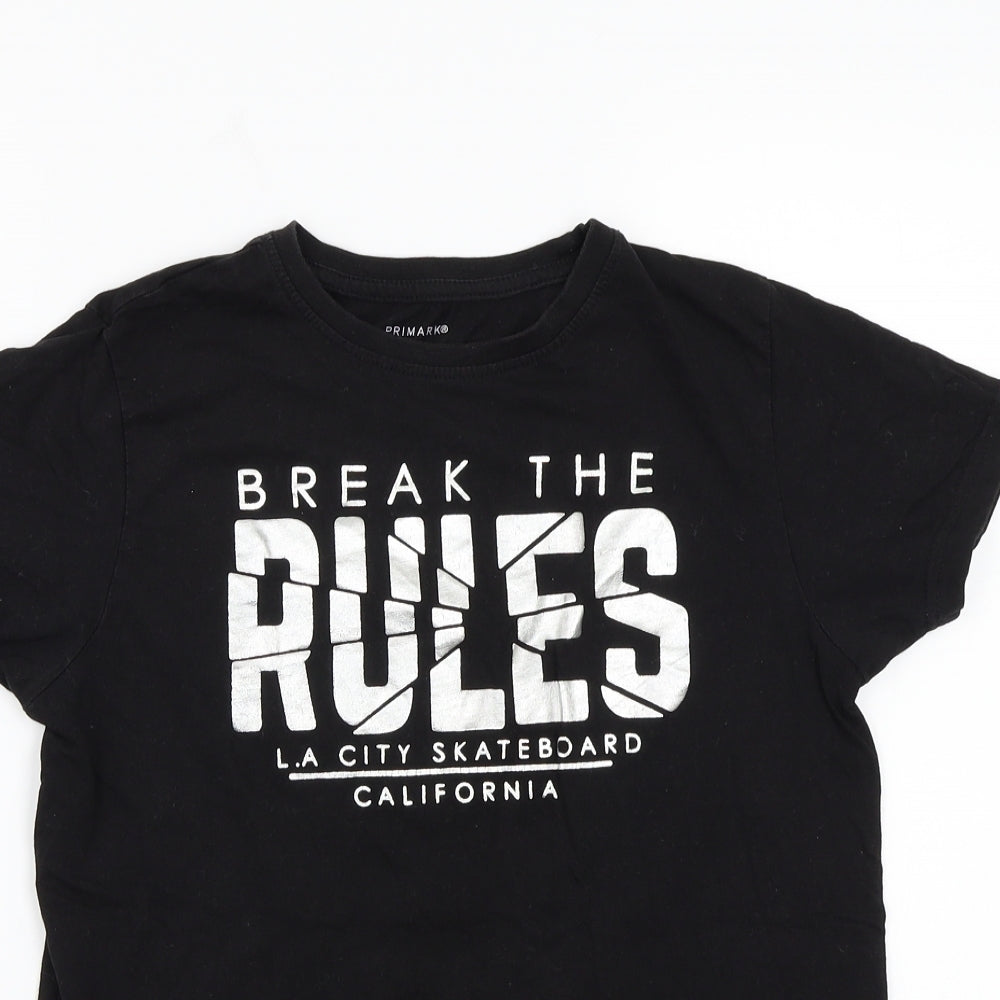 Primark Boys Black   Basic T-Shirt Size 11-12 Years  - Break the rules