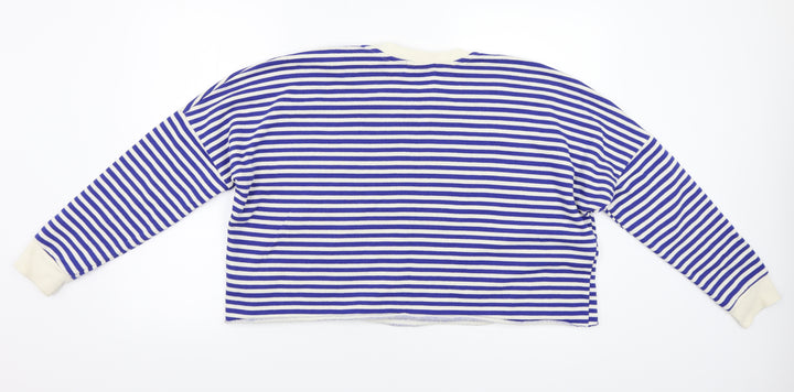 Primark Womens Blue Striped Pullover Sweatshirt Size 14 - Bonjour