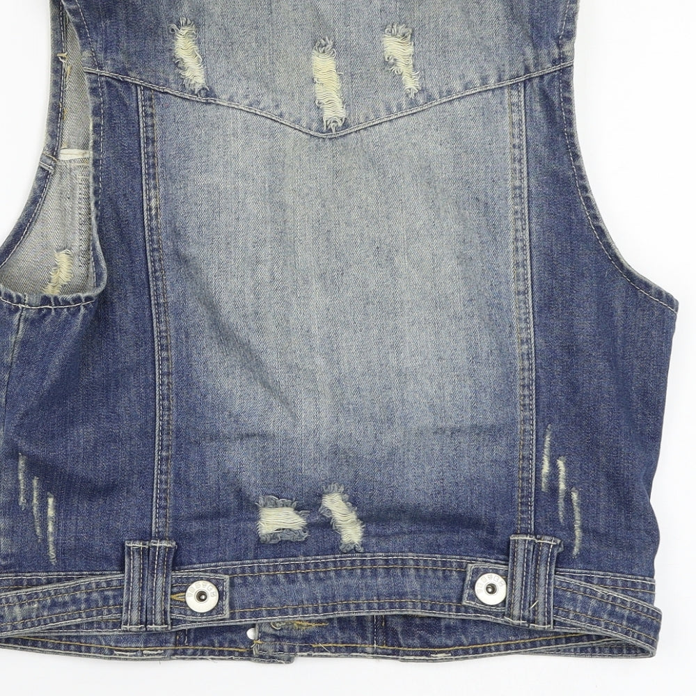 New Look Womens Blue  Denim Gilet Waistcoat Size 14