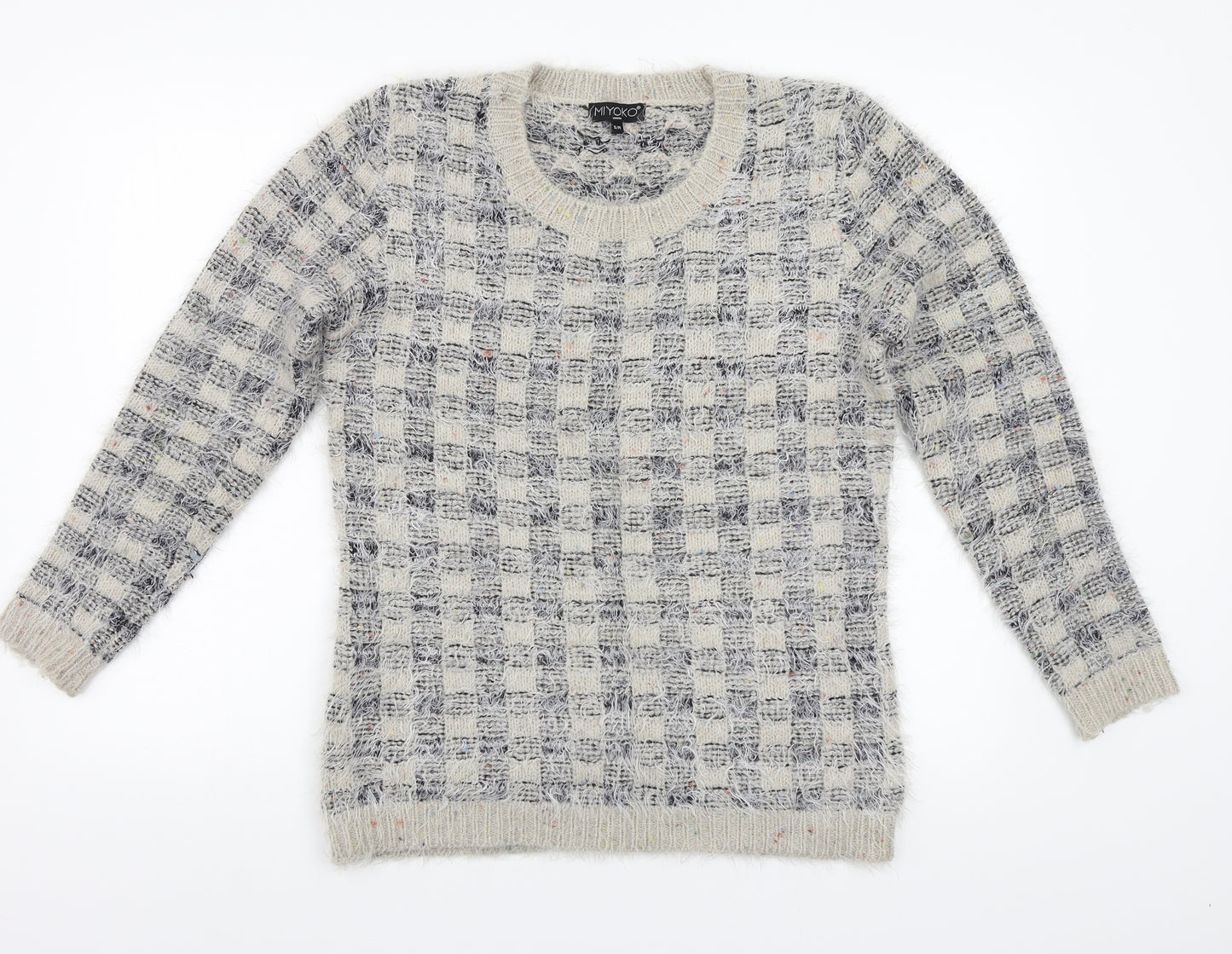 Miyoko London Womens Multicoloured Check  Pullover Jumper Size S