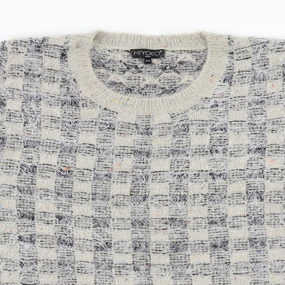 Miyoko London Womens Multicoloured Check  Pullover Jumper Size S