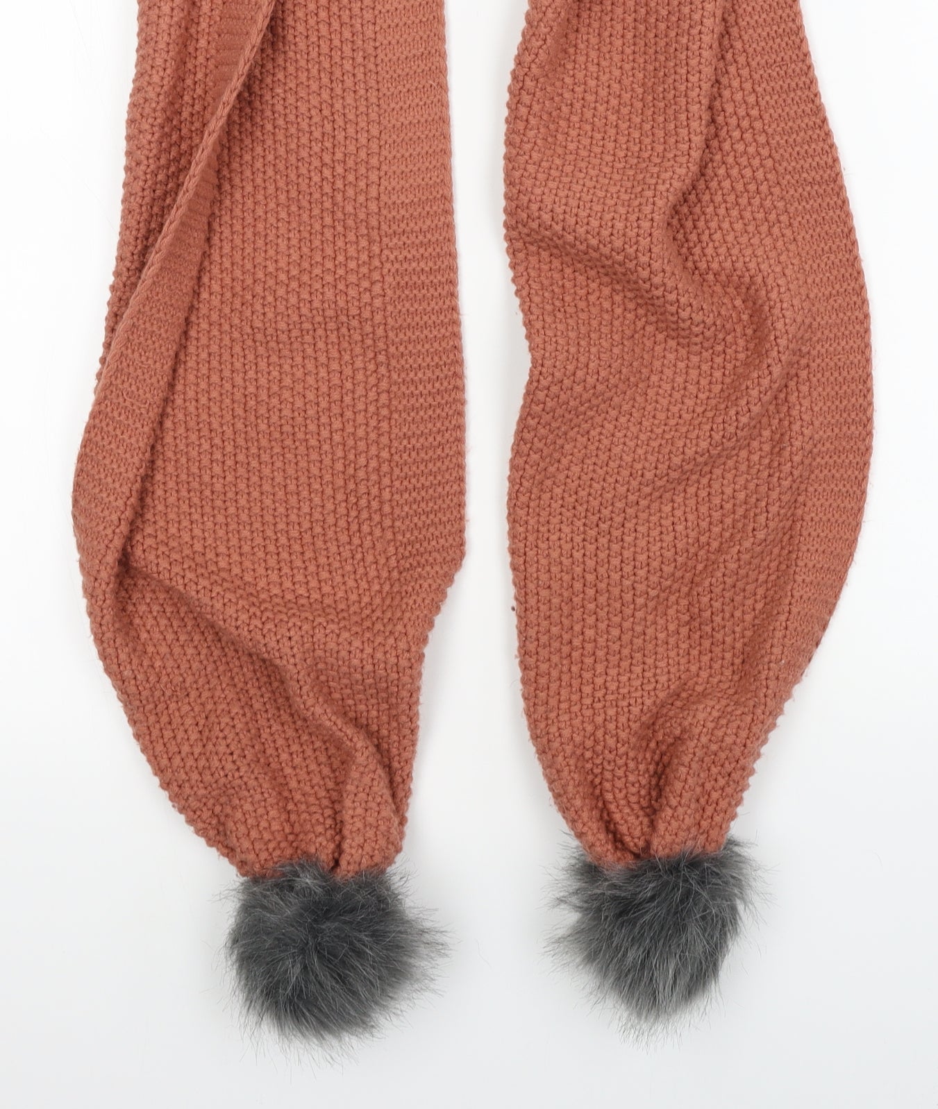 Preworn Womens Beige  Knit  Scarf   - pom pom
