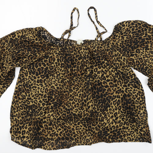 River Island Womens Orange Animal Print  Basic Blouse Size 10