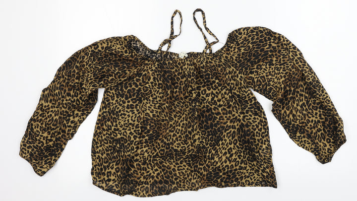 River Island Womens Orange Animal Print  Basic Blouse Size 10