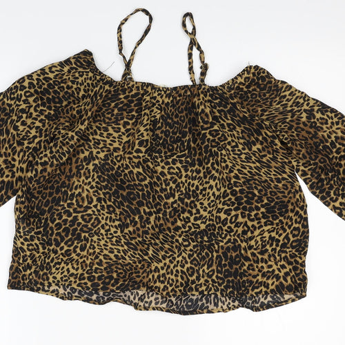 River Island Womens Orange Animal Print  Basic Blouse Size 10