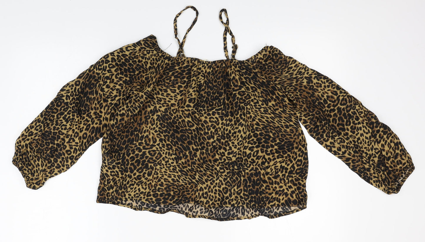 River Island Womens Orange Animal Print  Basic Blouse Size 10