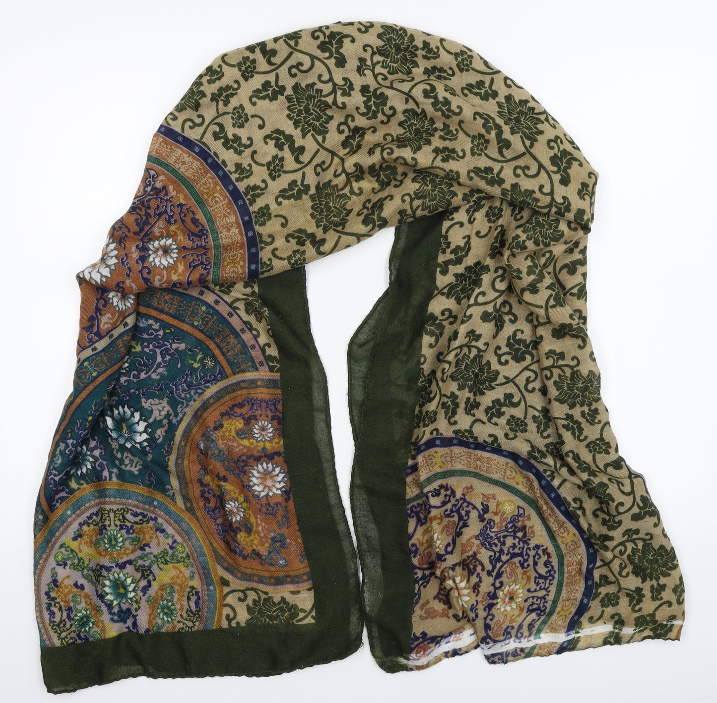 Preworn Unisex Brown Floral   Scarf