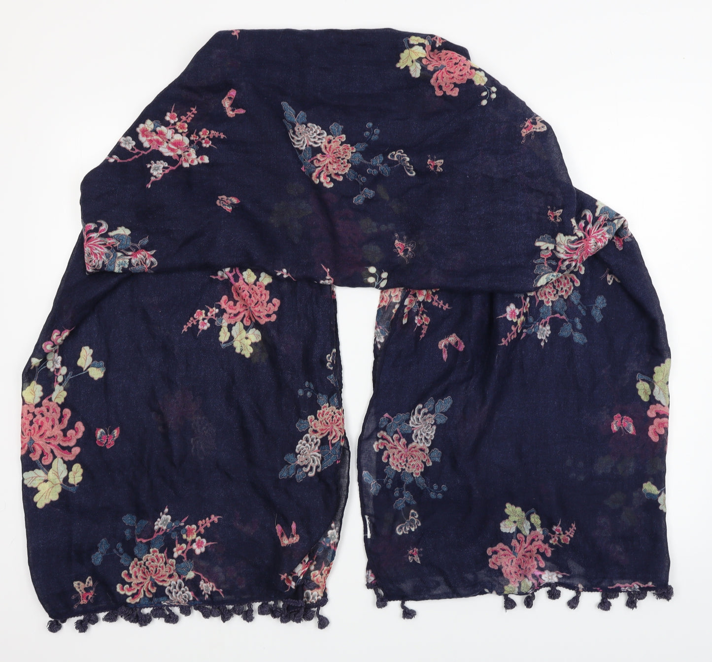 Preworn Womens Blue Floral   Scarf