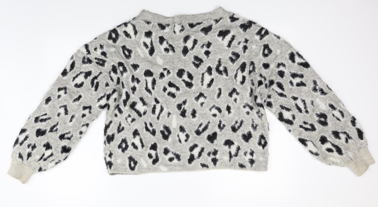 River Island Womens Grey Animal Print  Pullover Jumper Size 12