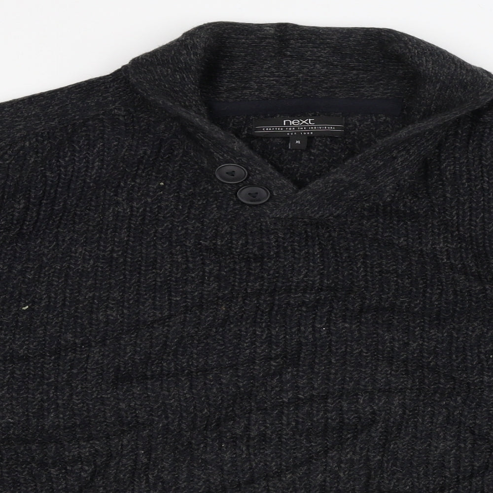 NEXT Mens Black  Knit Henley Jumper Size XL