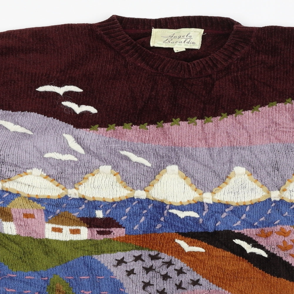 angela baraldi Mens Red  Corduroy Pullover Jumper Size L