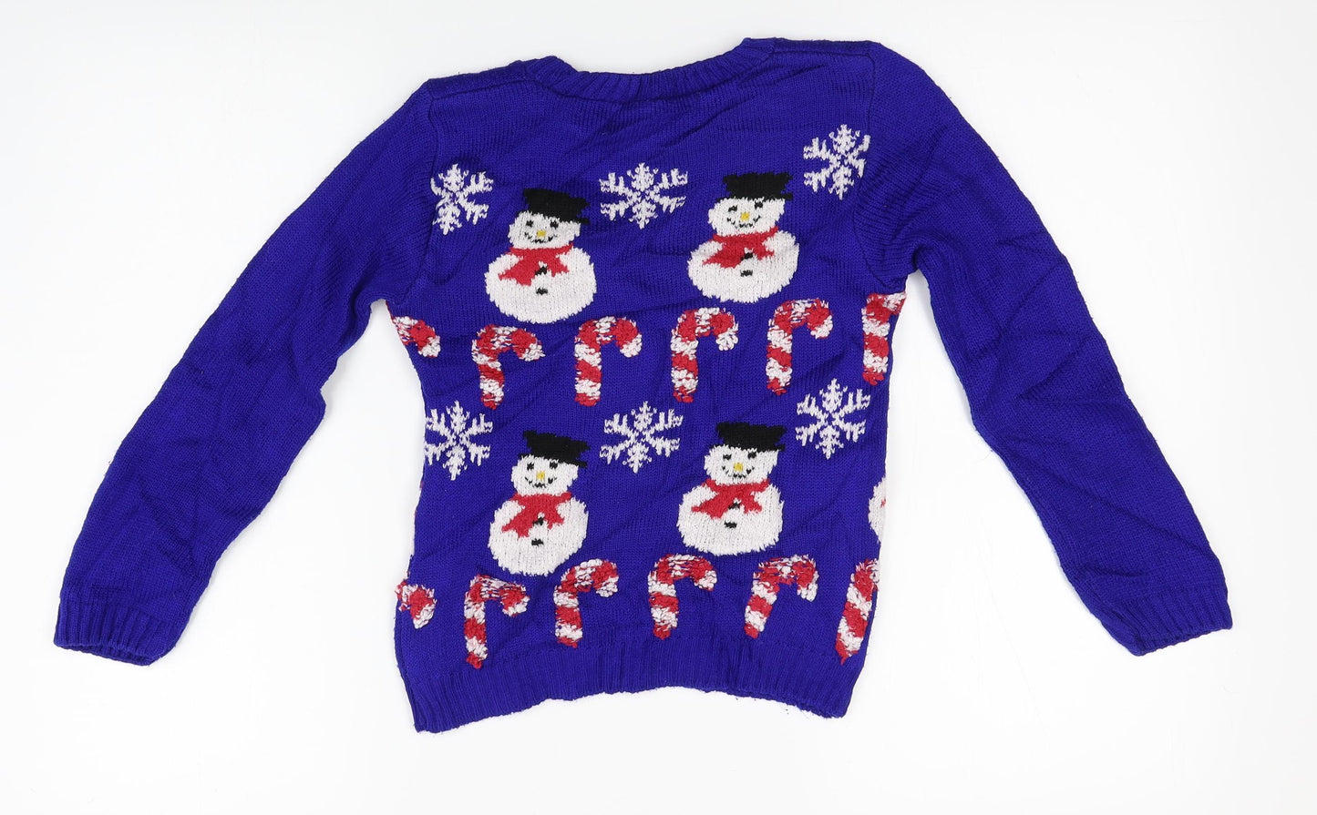 Preworn Boys Blue  Knit Pullover Jumper Size 7-8 Years  - Christmas Jumper