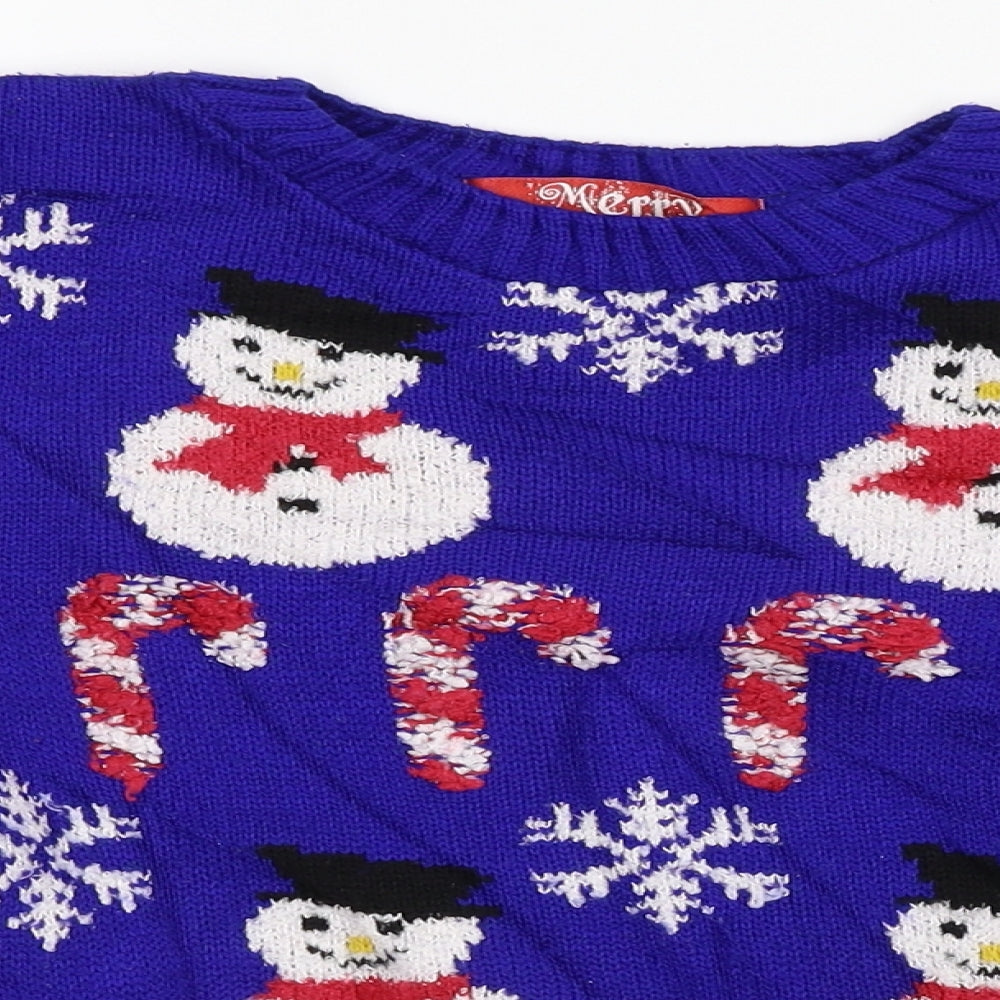Preworn Boys Blue  Knit Pullover Jumper Size 7-8 Years  - Christmas Jumper