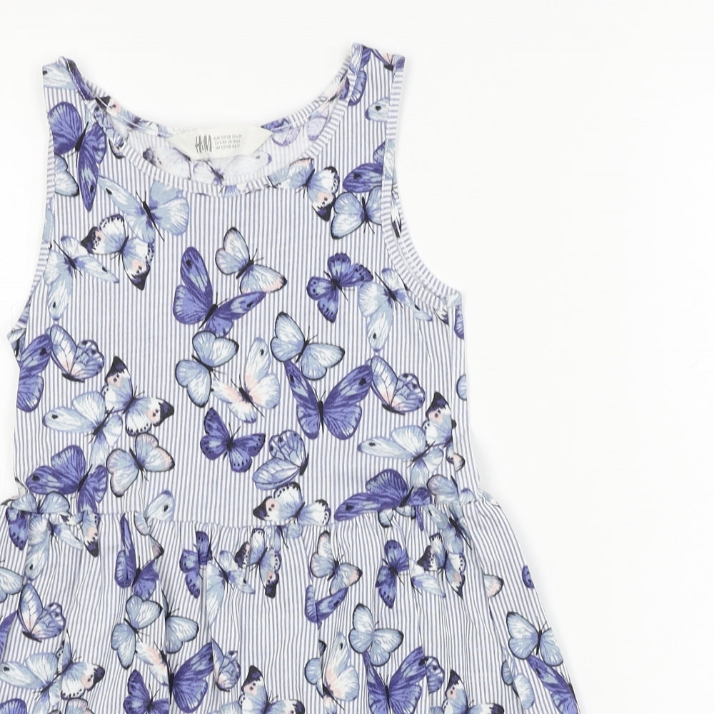 H&M Girls Blue Animal Print  A-Line  Size 6-7 Years