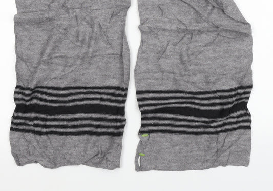 Front view of Preworn unisex grey striped scarf one size