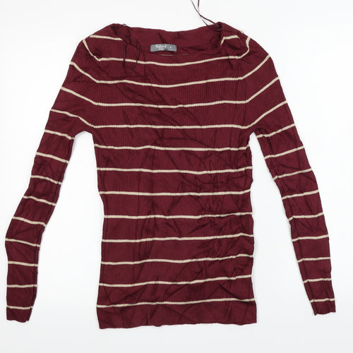 Nutmeg Womens Red Striped Knit Pullover Jumper Size 8