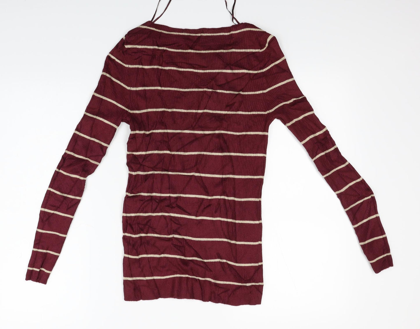 Nutmeg Womens Red Striped Knit Pullover Jumper Size 8