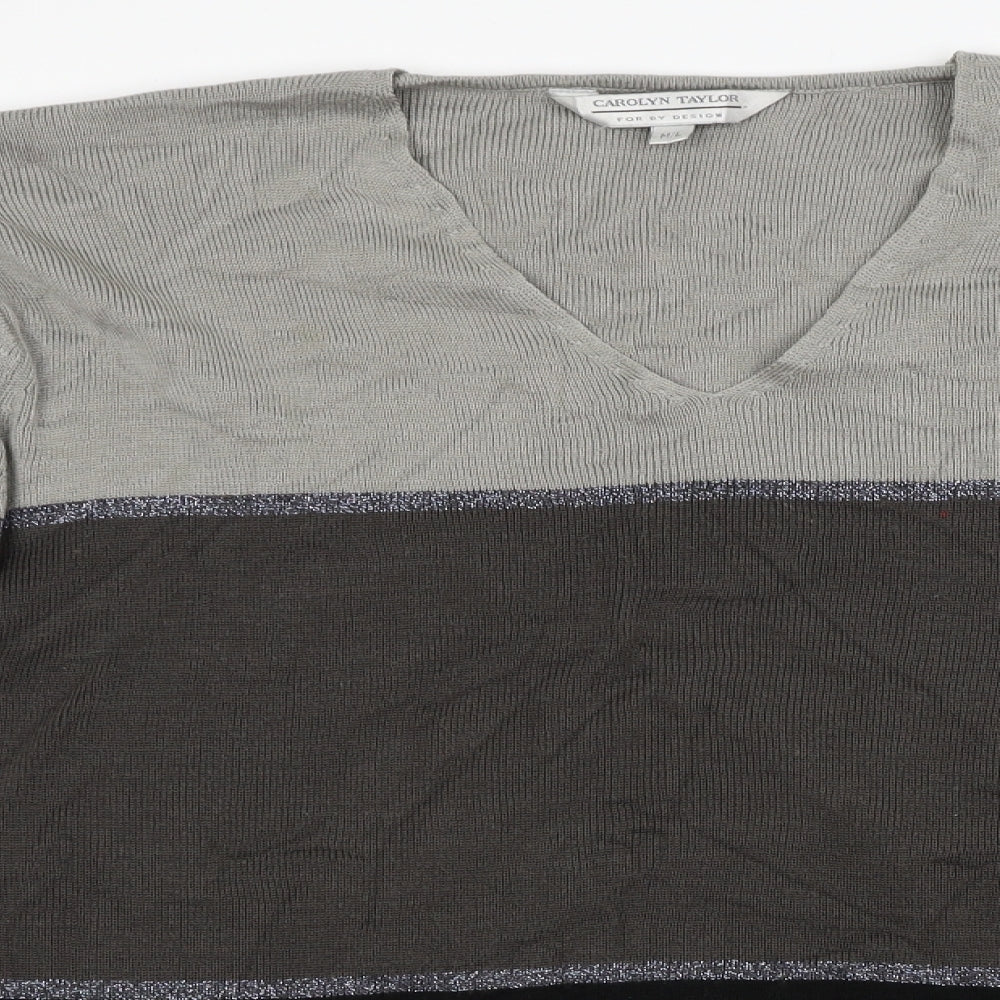 Carolyn Taylor Mens Grey Striped  Pullover Jumper Size L