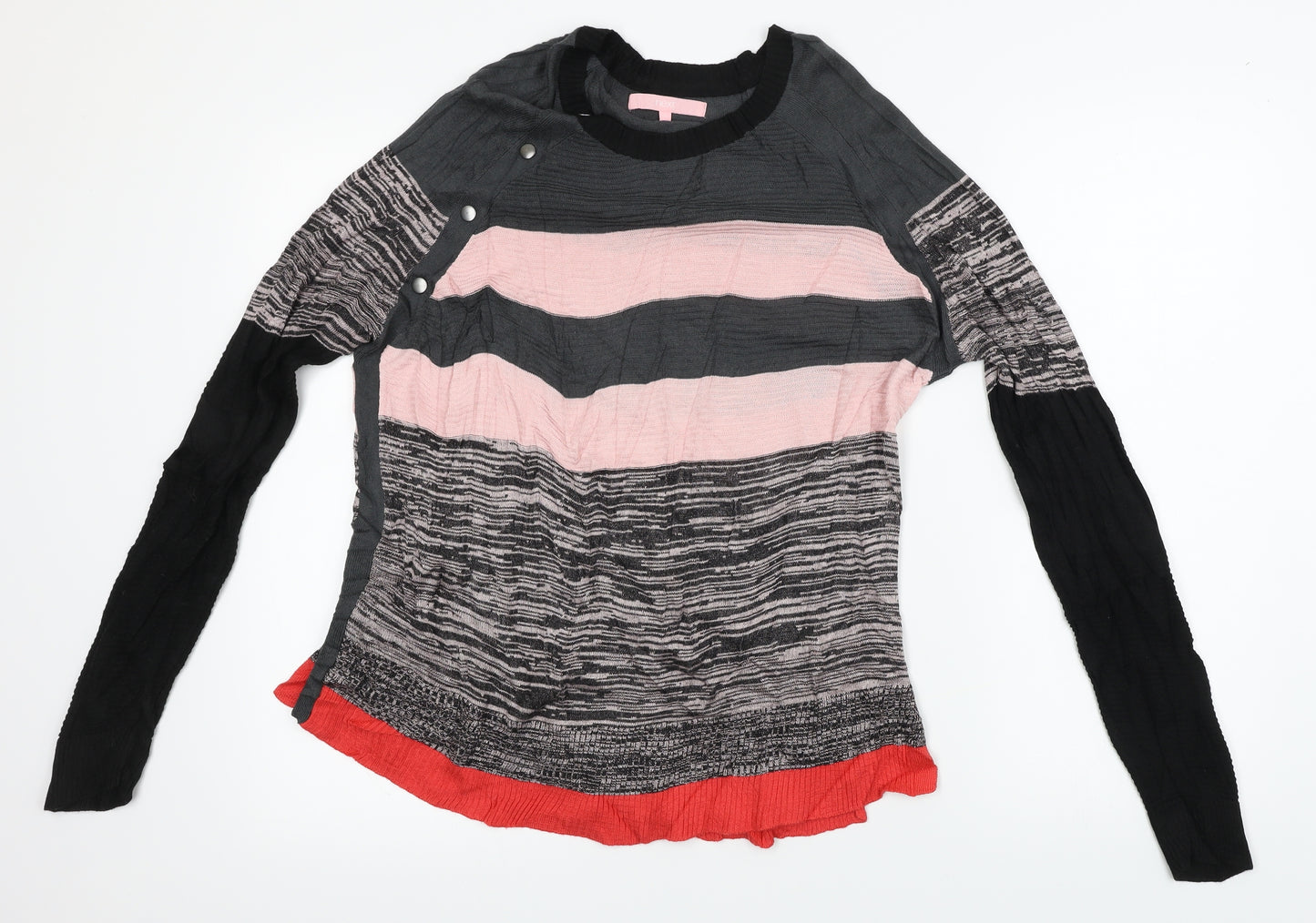 NEXT Womens Grey Striped Knit Pullover Jumper Size 14