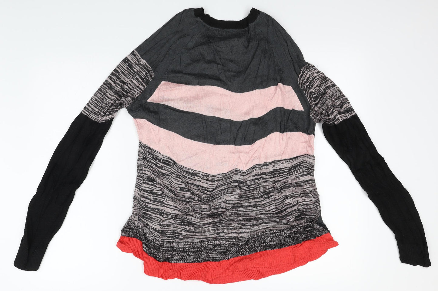 NEXT Womens Grey Striped Knit Pullover Jumper Size 14
