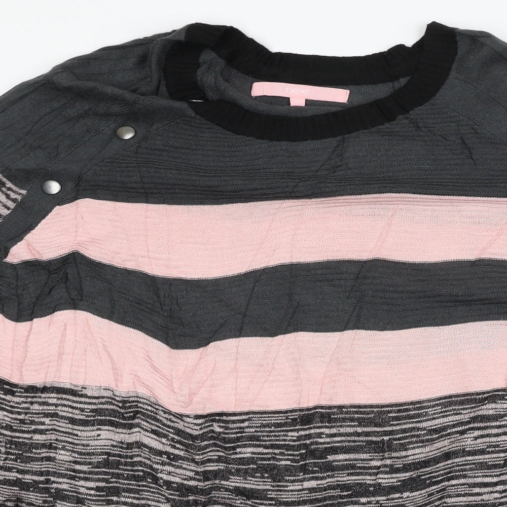 NEXT Womens Grey Striped Knit Pullover Jumper Size 14