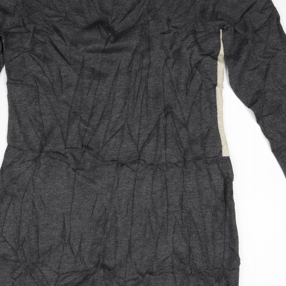Wallis Womens Grey Striped  Jumper Dress  Size M