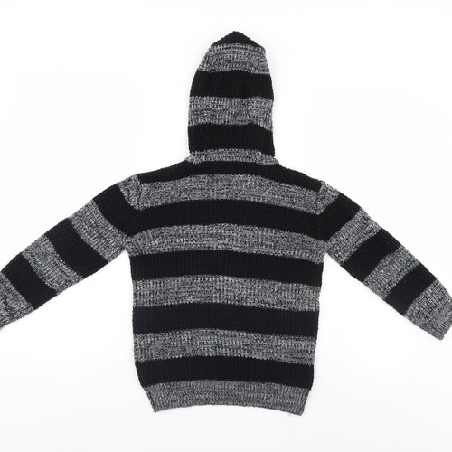 TU Girls Black Striped  Pullover Hoodie Size 7 Years