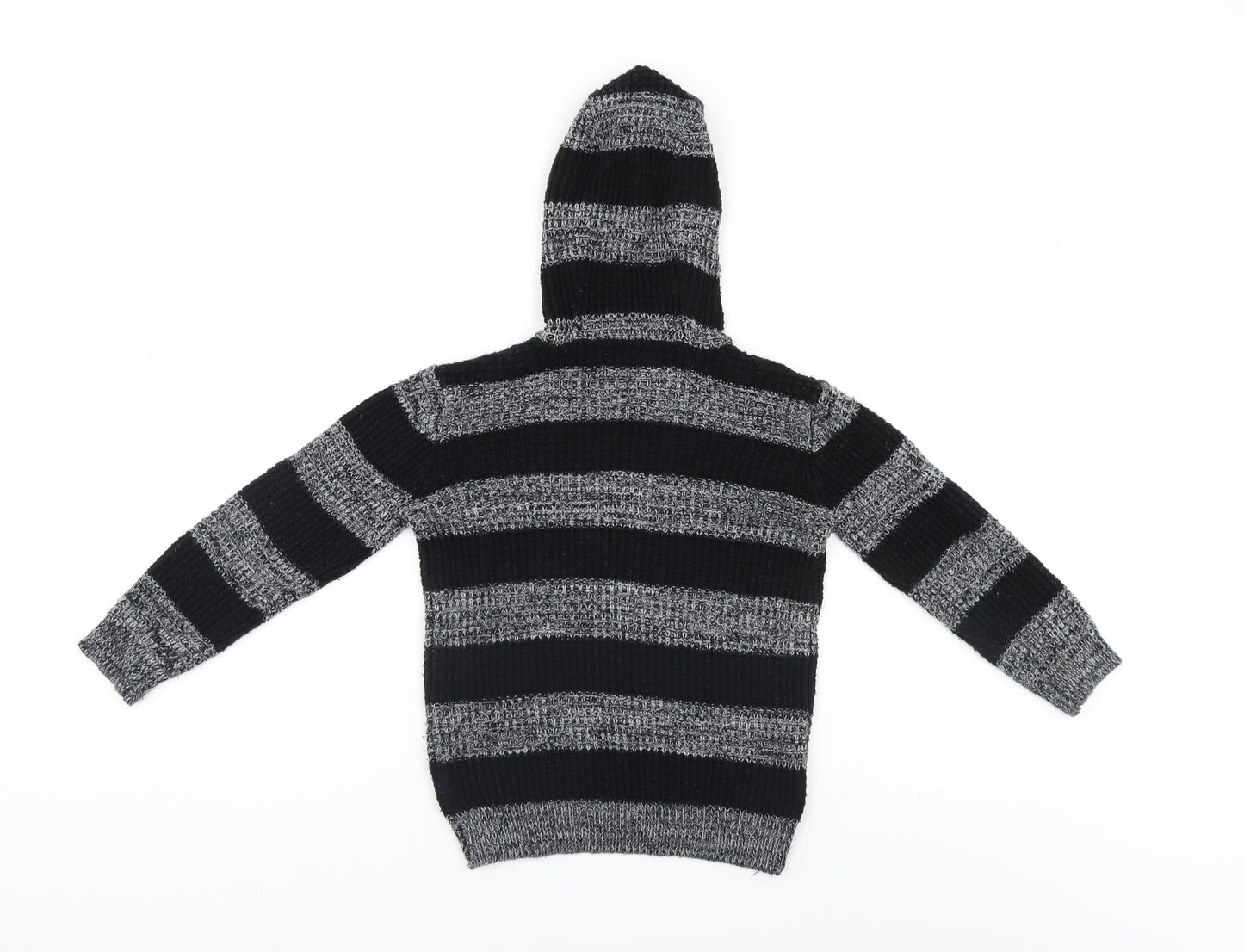 TU Girls Black Striped  Pullover Hoodie Size 7 Years