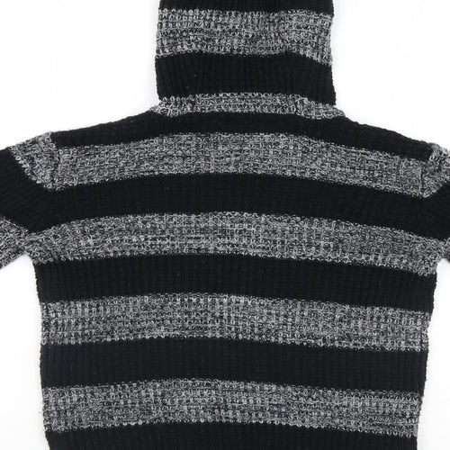 TU Girls Black Striped  Pullover Hoodie Size 7 Years