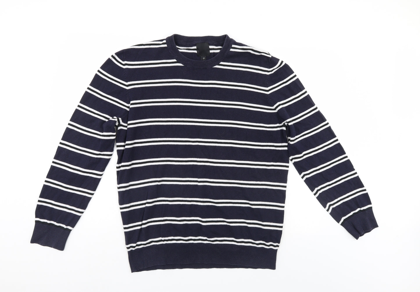H&M Mens Blue Striped  Pullover Jumper Size L