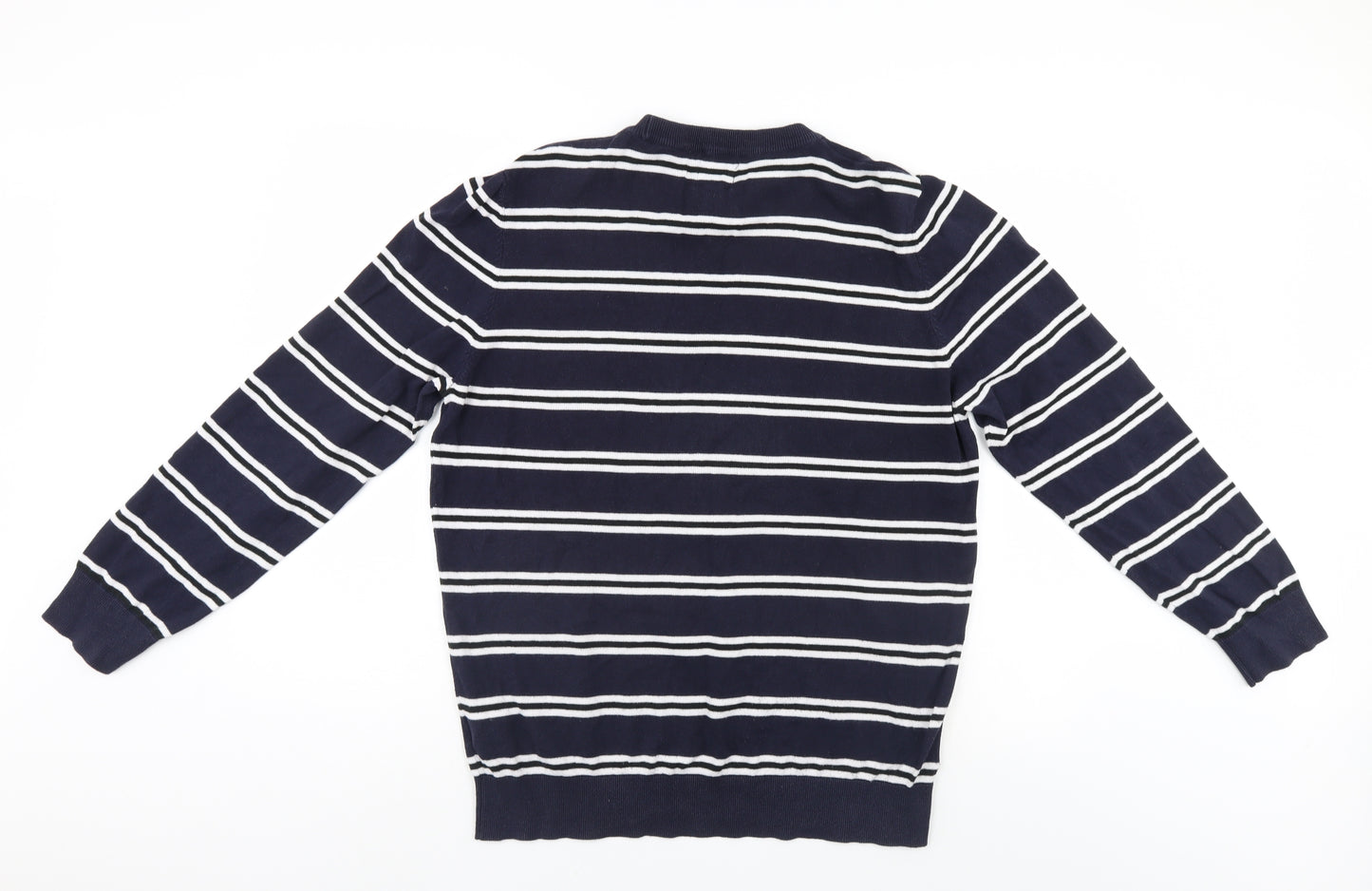 H&M Mens Blue Striped  Pullover Jumper Size L