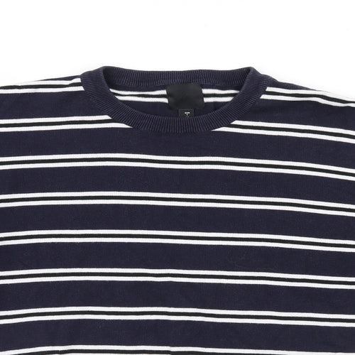H&M Mens Blue Striped  Pullover Jumper Size L