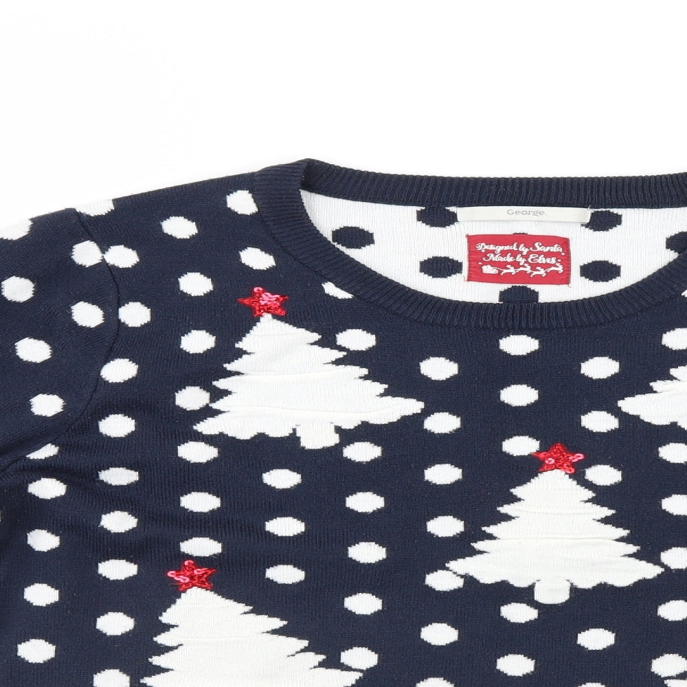 George Womens Blue Polka Dot  Pullover Jumper Size 14  - Christmas  jumper