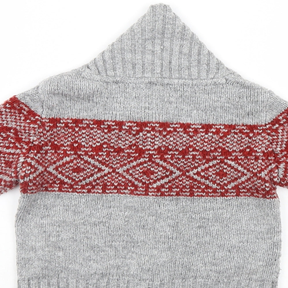 M&Co Boys Multicoloured Argyle/Diamond  Cardigan Jumper Size 4-5 Years