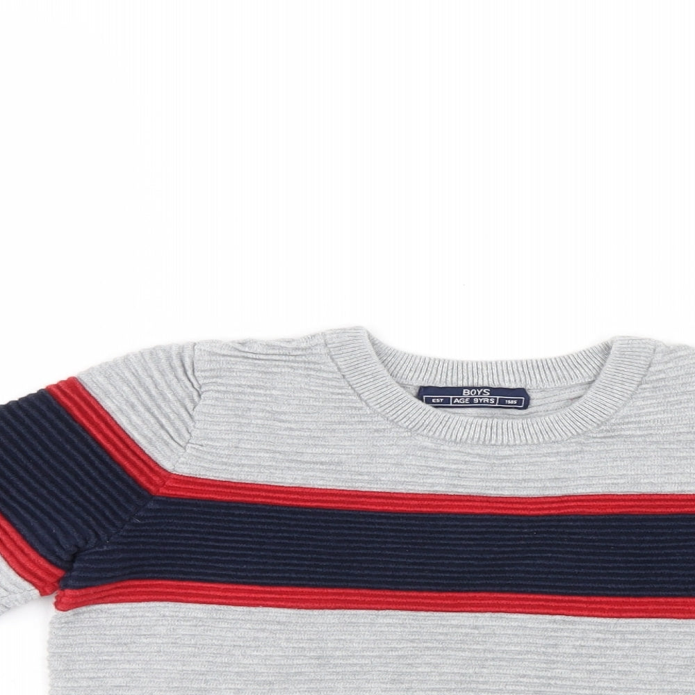 Preworn Boys Multicoloured Striped  Pullover Jumper Size 9 Years