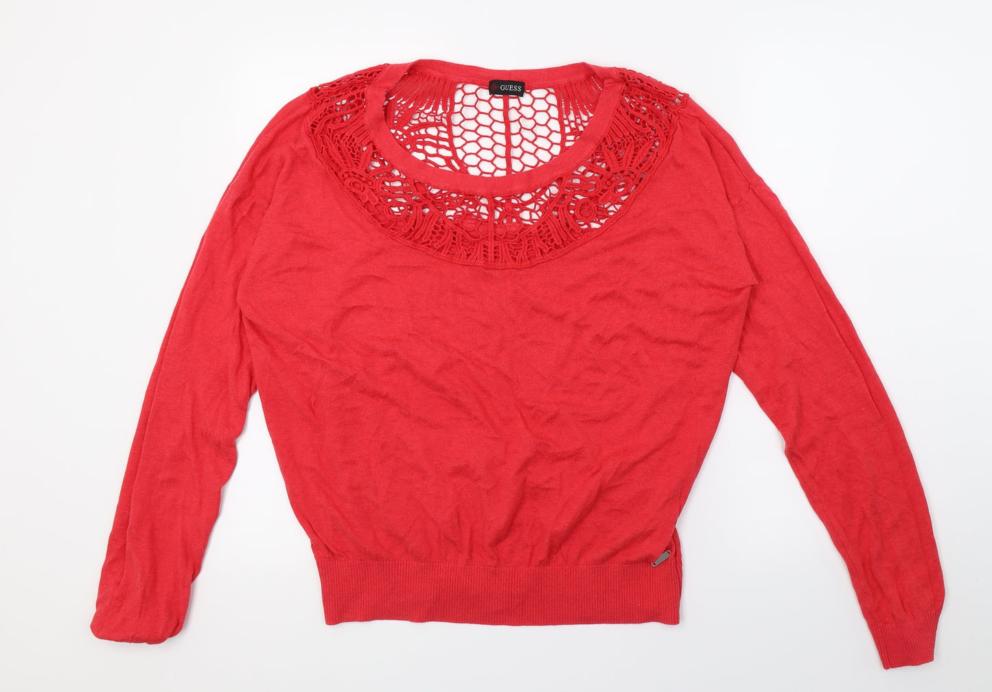 GUESS Womens Red  Knit Pullover Jumper Size XL