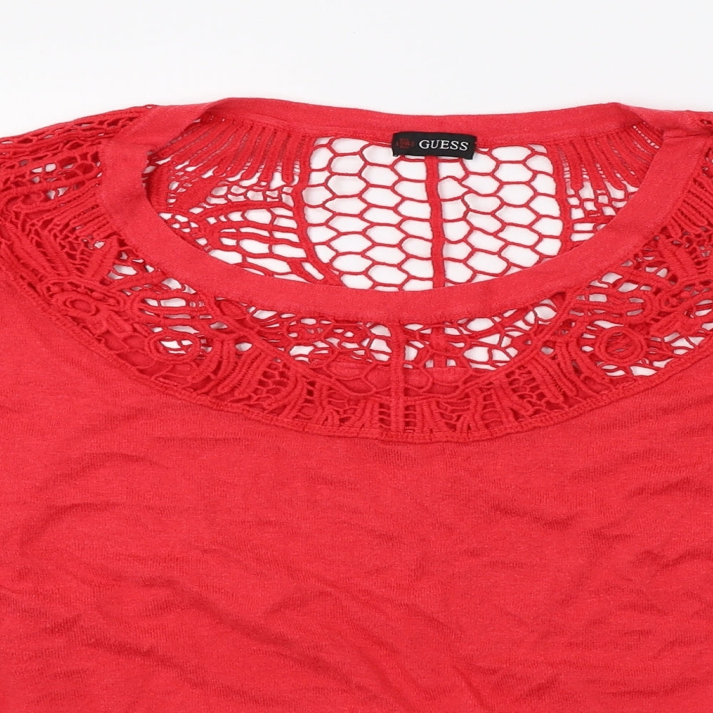 GUESS Womens Red  Knit Pullover Jumper Size XL