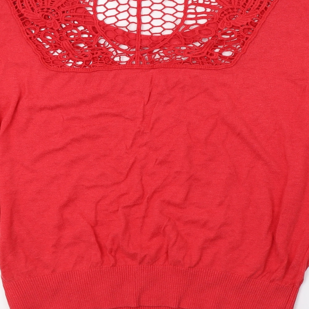 GUESS Womens Red  Knit Pullover Jumper Size XL