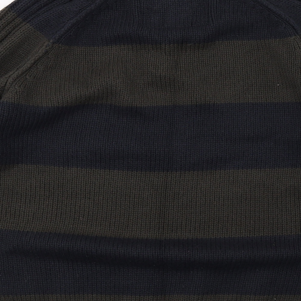 Marks and Spencer Mens Green Striped Knit Pullover Jumper Size S