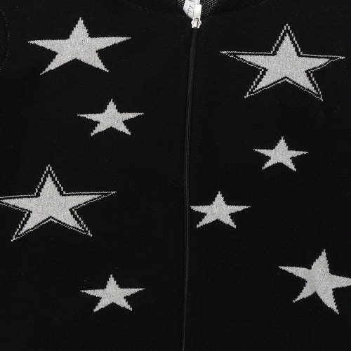 Defacto Womens Black Geometric Knit Full Zip Jumper Size S  - Stars