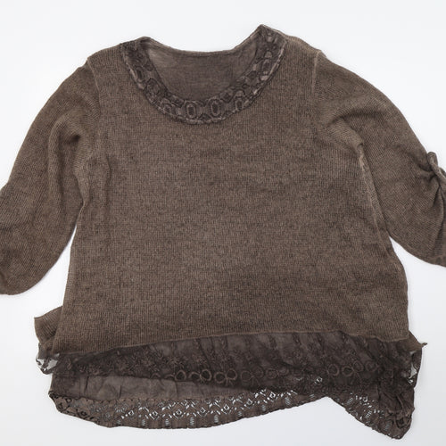 Preowrn Womens Brown  Knit Pullover Jumper Size 12