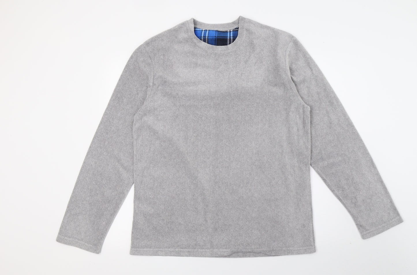 F&F Mens Grey Solid Fleece  Pyjama Top Size M