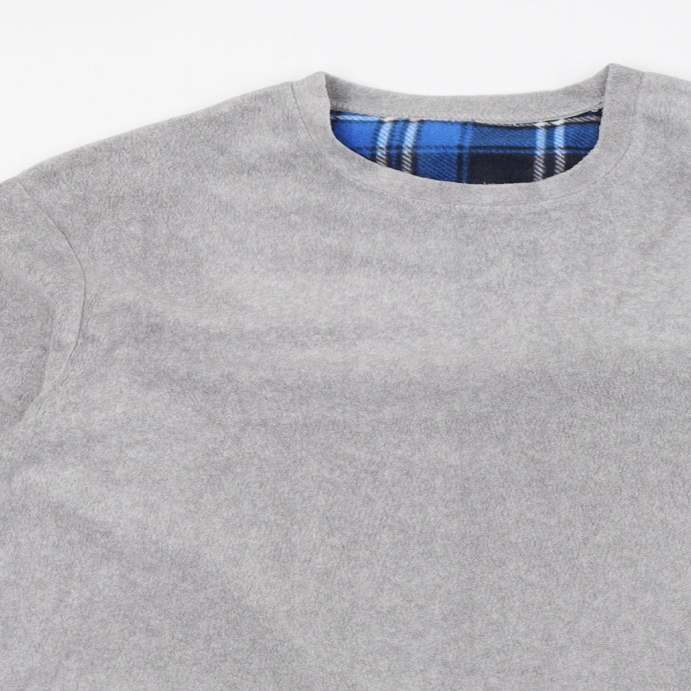 F&F Mens Grey Solid Fleece  Pyjama Top Size M