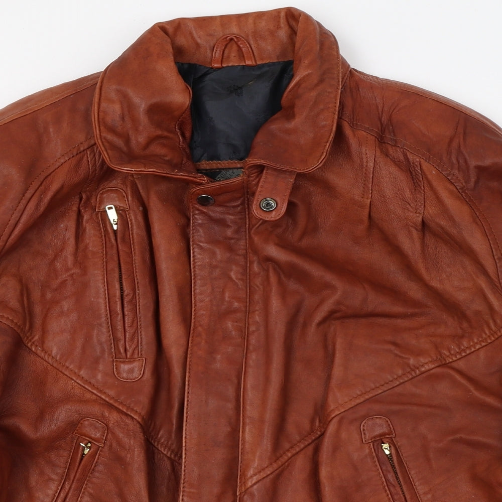 Real Leather Mens Brown   Biker Jacket Size M
