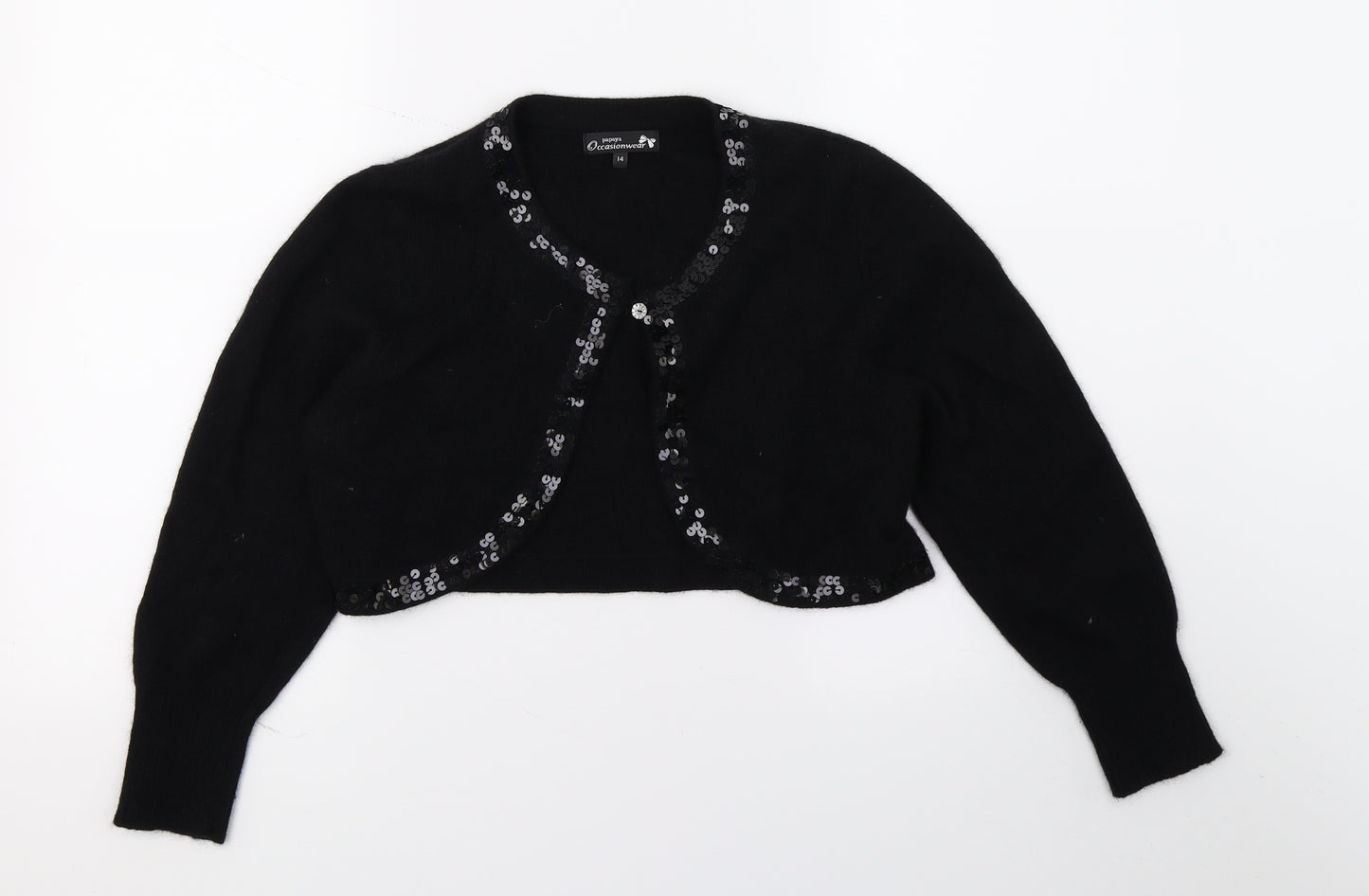 Papaya Womens Black  Knit Shrug Jumper Size 14