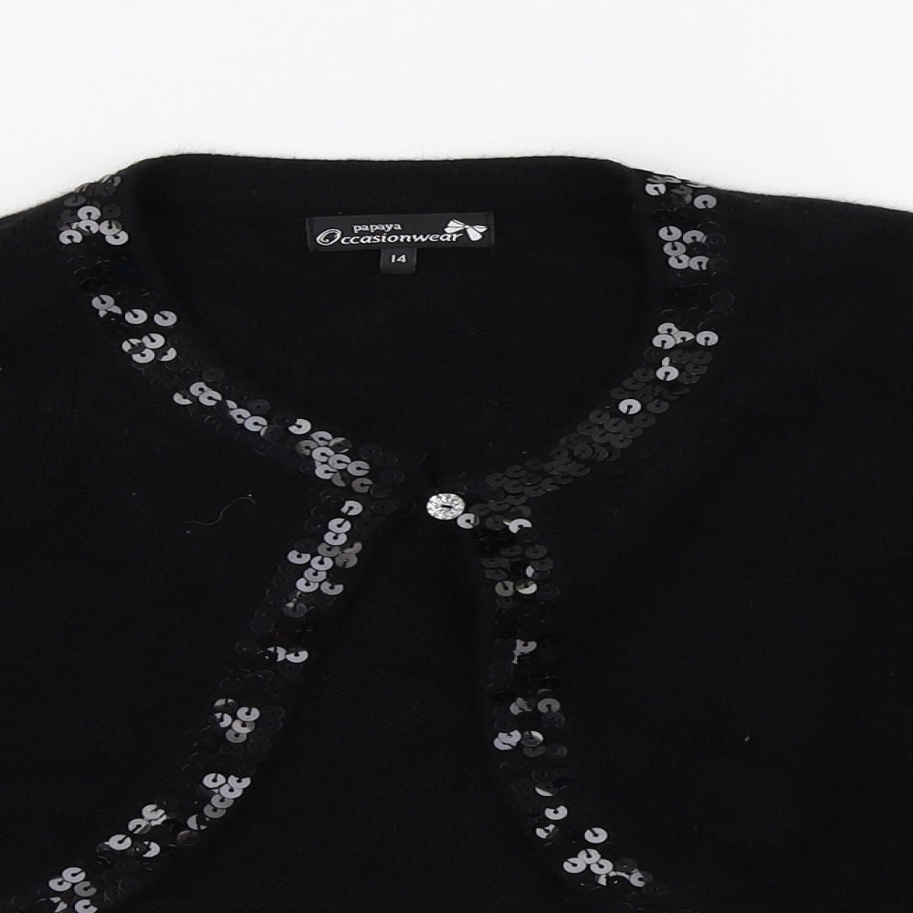 Papaya Womens Black  Knit Shrug Jumper Size 14